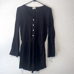 Show Me Your MuMu Black Romper with shorts and long sleeves